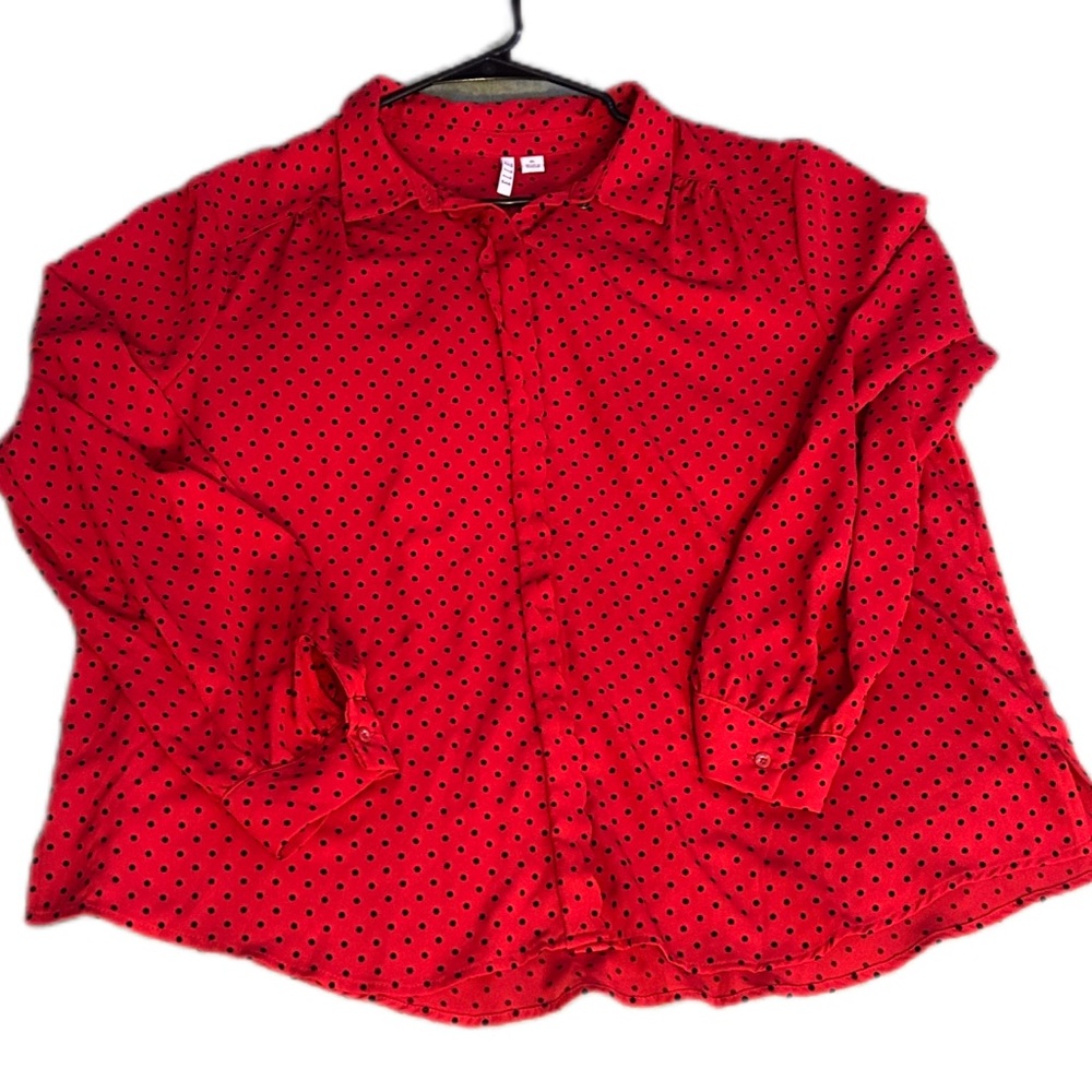 Elle Red Polka Dot Blouse